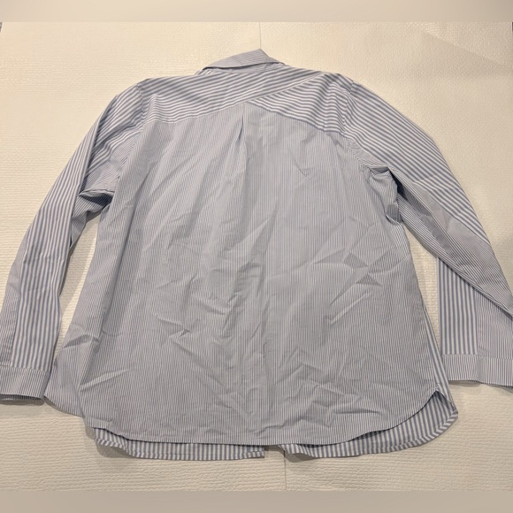 J. Jill Womens Light Blue and white, Multi directional, Stripe Button Down Shirt - Picture 6 of 6